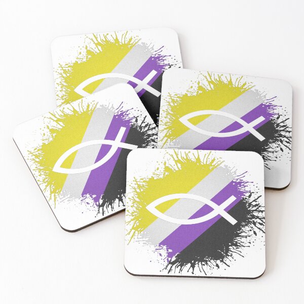 Item preview, Paint Splatter Non-Binary Pride Flag Fish Symbol designed and sold by LiveLoudGraphic.