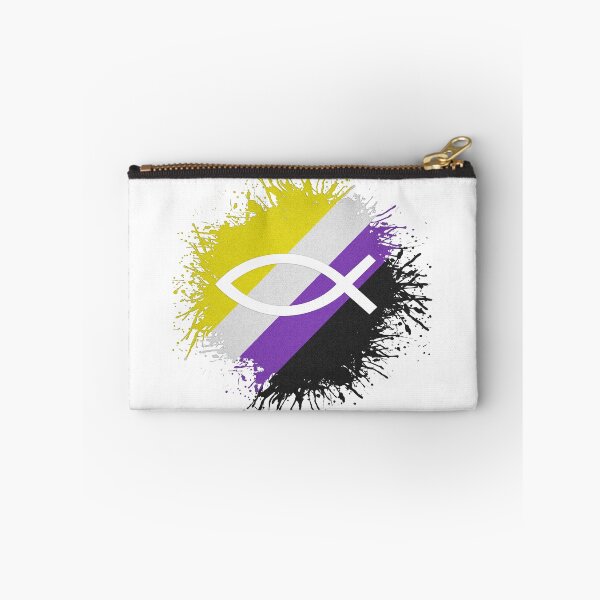 Item preview, Paint Splatter Non-Binary Pride Flag Fish Symbol designed and sold by LiveLoudGraphic.