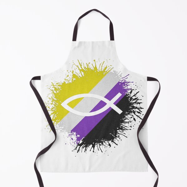 Item preview, Paint Splatter Non-Binary Pride Flag Fish Symbol designed and sold by LiveLoudGraphic.