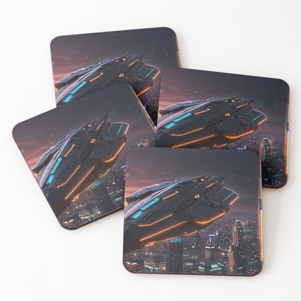 Item preview, Futuristic UAP Over Cyberpunk City designed and sold by AlienInkvasion.