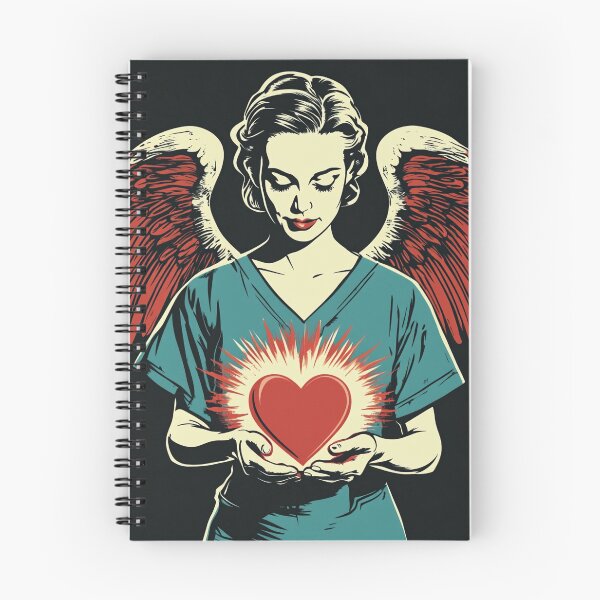 Item preview, Inspirational National Nurses Day T-Shirt Design Featuring a Nurse with Angel Wings Holding a Glowing Red Heart designed and sold by ArtPetrenko90.