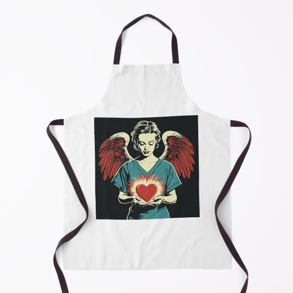 Item preview, Inspirational National Nurses Day T-Shirt Design Featuring a Nurse with Angel Wings Holding a Glowing Red Heart designed and sold by ArtPetrenko90.