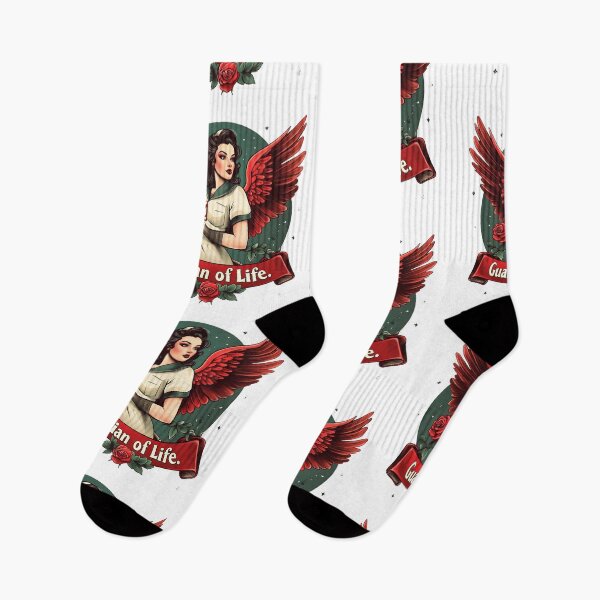 Item preview, Tattoo-Inspired Nurse Design with Angel Wings and Rose designed and sold by ArtPetrenko90.