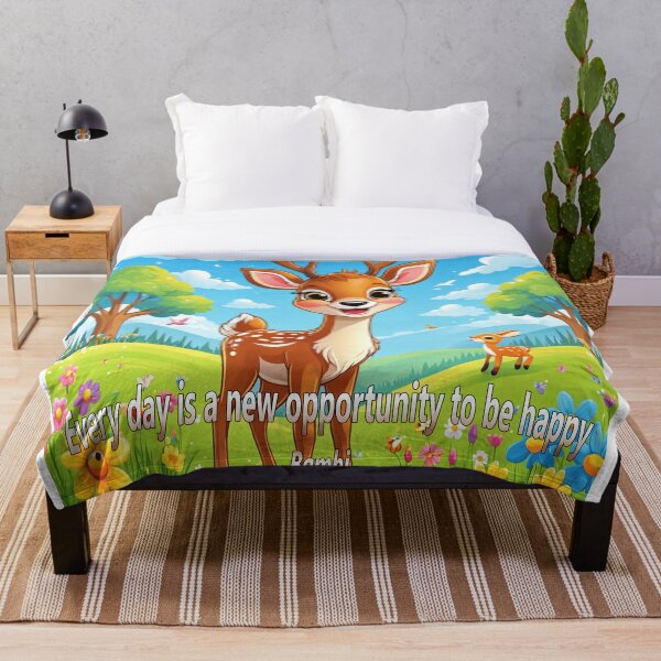 Aperçu de l'œuvre Citation inspirante de Bambi pour les enfants : « Chaque jour est une nouvelle opportunité d’être heureux » créée et vendue par EdicionesJML.