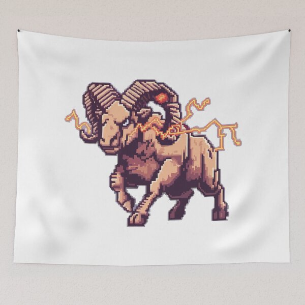 Item preview, Thunder Ram – Electrified Pixel Art Mythical Beast designed and sold by NaturePixel.
