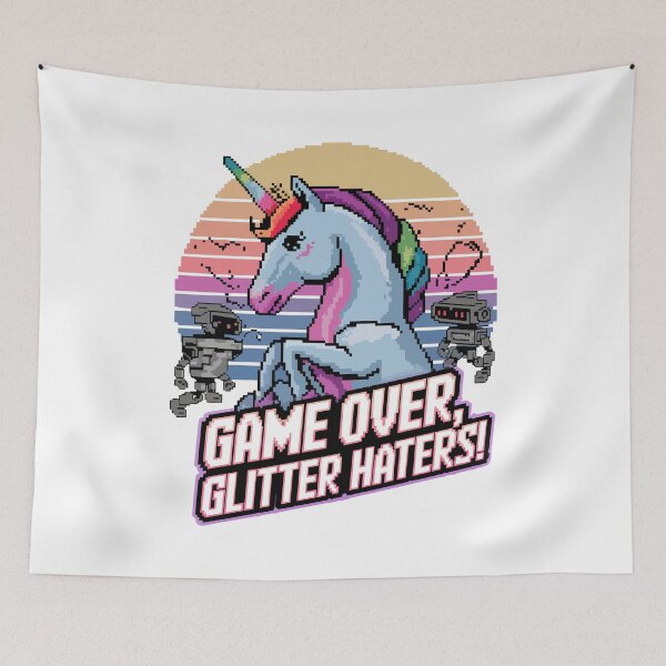 Item preview, Game Over Glitter Haters - Retro Pixel Unicorn vs Robots designed and sold by NaturePixel.