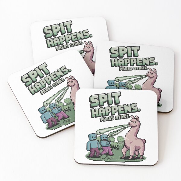 Item preview, Spit Happens - Funny Pixel Llama vs Zombies Gaming Design designed and sold by NaturePixel.