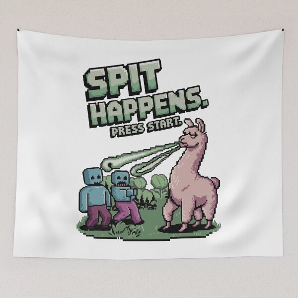 Item preview, Spit Happens - Funny Pixel Llama vs Zombies Gaming Design designed and sold by NaturePixel.