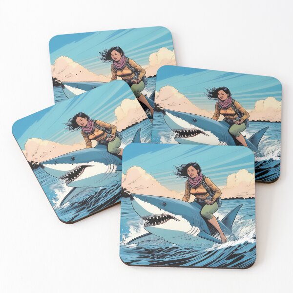 Item preview, Woman Rides Shark designed and sold by ToadfreakMcGee123.