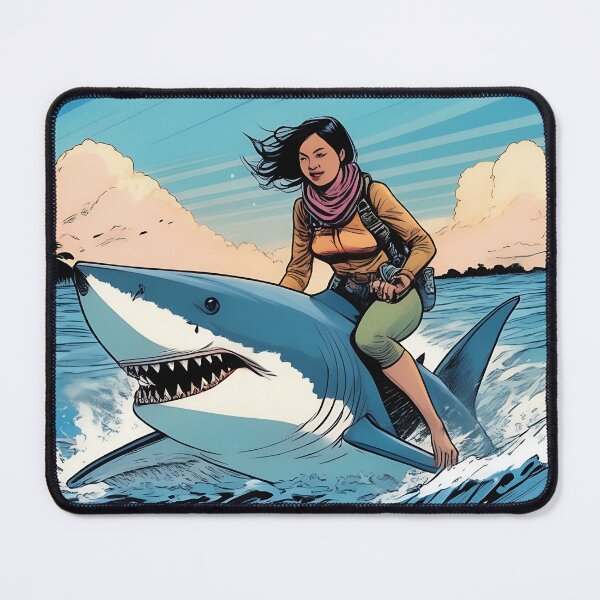 Item preview, Woman Rides Shark designed and sold by ToadfreakMcGee123.