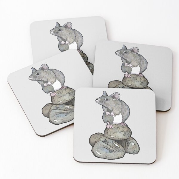 Item preview, Cute MOUSE Standing on Pile of ROCKS Illustration designed and sold by JoyfulWhimsy.