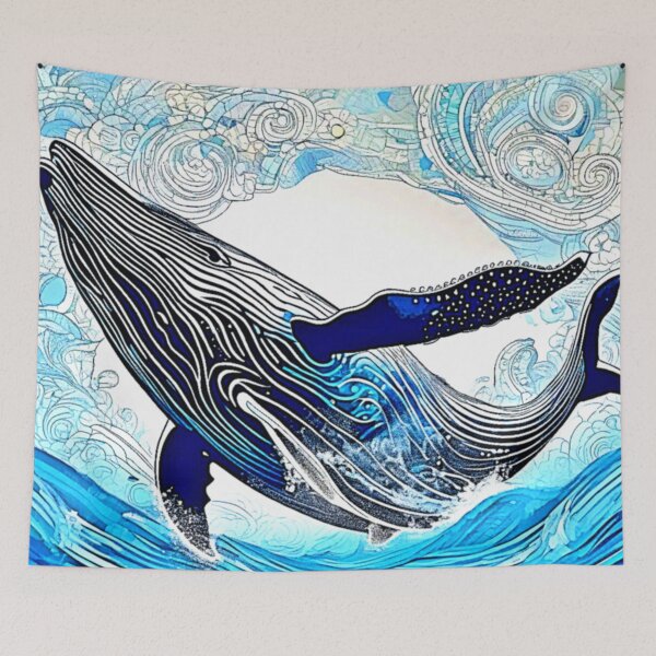 Item preview, Blue Whale Wave Art designed and sold by Health And Fitness Posts e-Store.