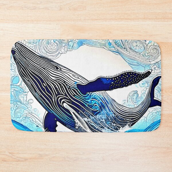 Item preview, Blue Whale Wave Art designed and sold by Health And Fitness Posts e-Store.