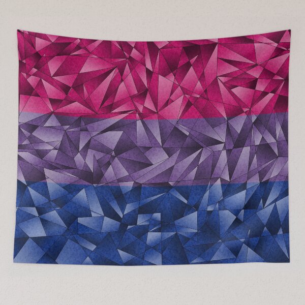Item preview, Abstract Fractal Triangles Bisexual Pride Flag Pattern designed and sold by LiveLoudGraphic.
