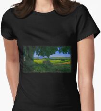 Rural area drawn Art Women's Fitted T-Shirt