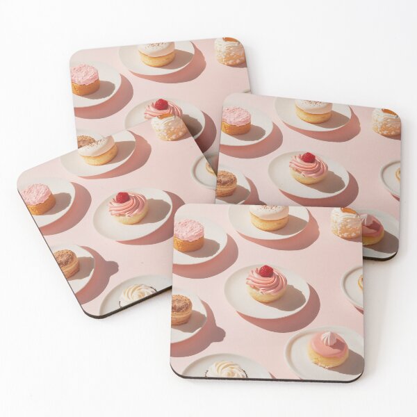 Item preview, Colorful assortment of decorative cupcakes arranged on white plates against a soft pink background in a delightful display designed and sold by anytka.