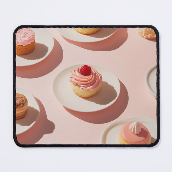 Item preview, Colorful assortment of decorative cupcakes arranged on white plates against a soft pink background in a delightful display designed and sold by anytka.