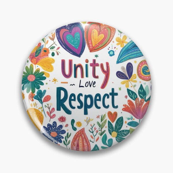 Item preview, Unity Love Respect – Colorful Floral Round Affirmation Sticker designed and sold by MindFulStudios.