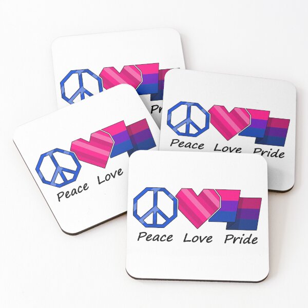 Item preview, Peace, Love, and Pride design in Bisexual pride flag colors designed and sold by LiveLoudGraphic.