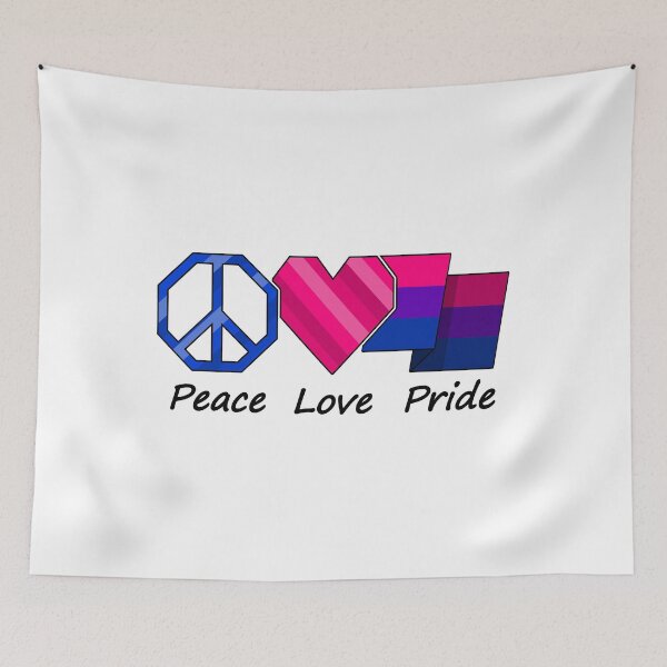 Item preview, Peace, Love, and Pride design in Bisexual pride flag colors designed and sold by LiveLoudGraphic.