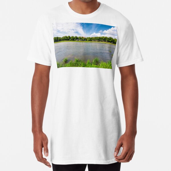linden alley on the bank of the river Uzh Long T-Shirt