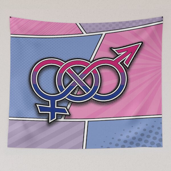 Item preview, Halftone Bisexual Pride Gender Knot with Flag Background designed and sold by LiveLoudGraphic.