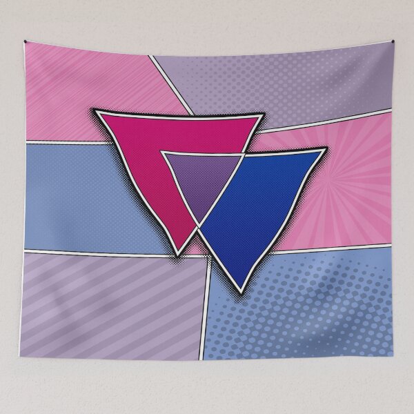 Item preview, Halftone Bisexual Pride Triangles with Flag Background designed and sold by LiveLoudGraphic.