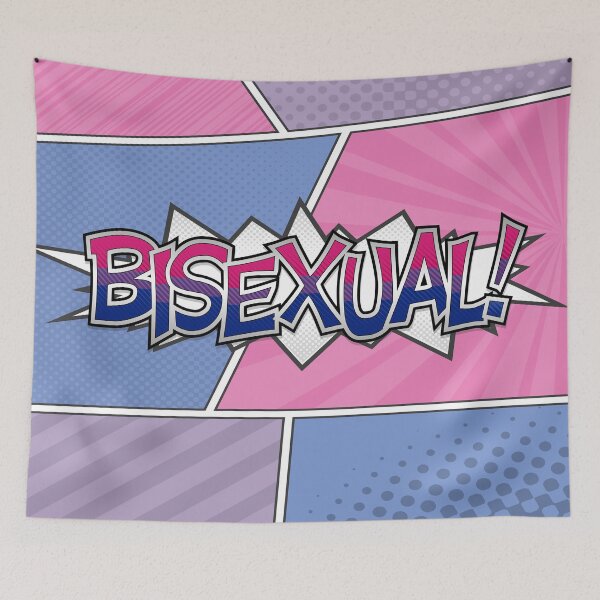 Item preview, Halftone Bisexual Pride Typography with Flag Background designed and sold by LiveLoudGraphic.