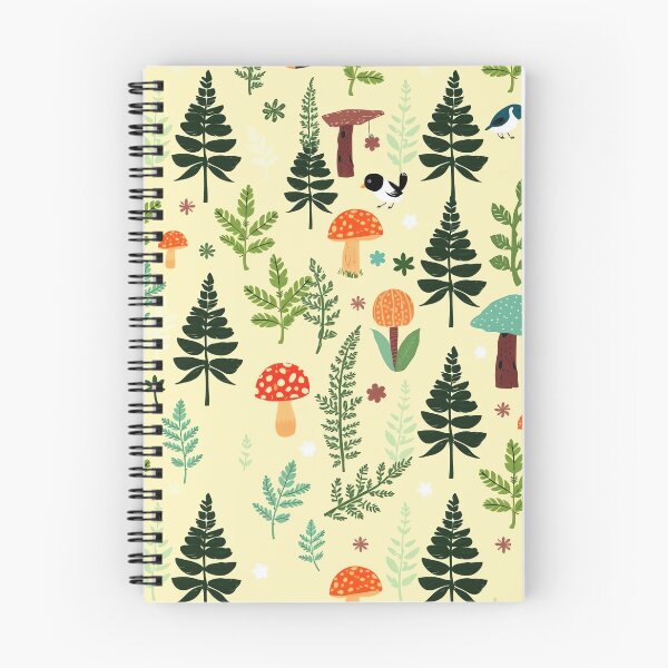 Item preview, Nature pattern with mushrooms and birds designed and sold by Ink-Studi0.
