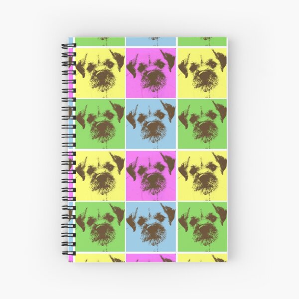 Border Terrier Gifts for Dog Lovers Andy Warhol Inspired Neon Pink, Yellow, Green, Blue Spiral Notebook