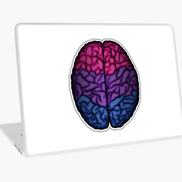 Large Bisexual Pride Flag Colored Brain Vector Laptop Skin