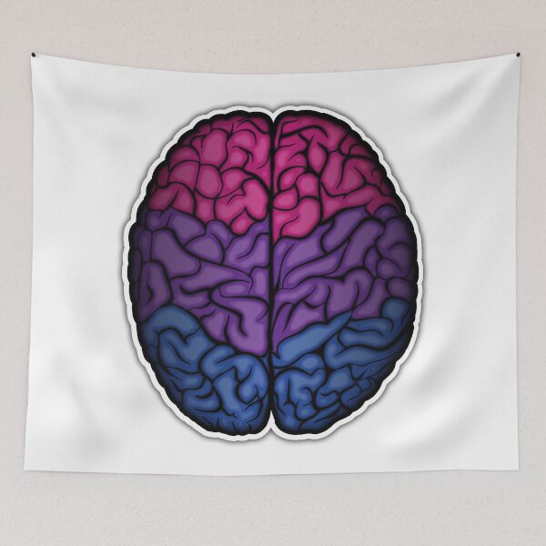 Item preview, Large Bisexual Pride Flag Colored Brain Vector designed and sold by LiveLoudGraphic.