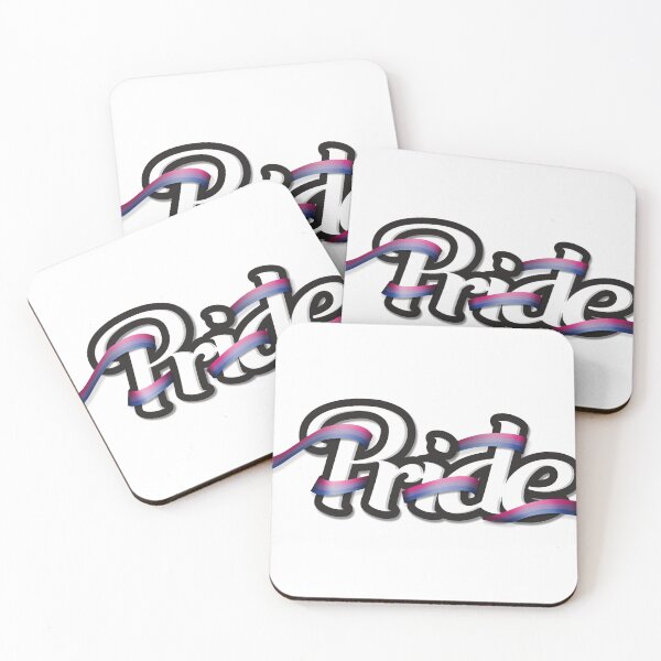 Item preview, Bisexual pride flag colored ribbon wrapped around the letters of the word PRIDE designed and sold by LiveLoudGraphic.