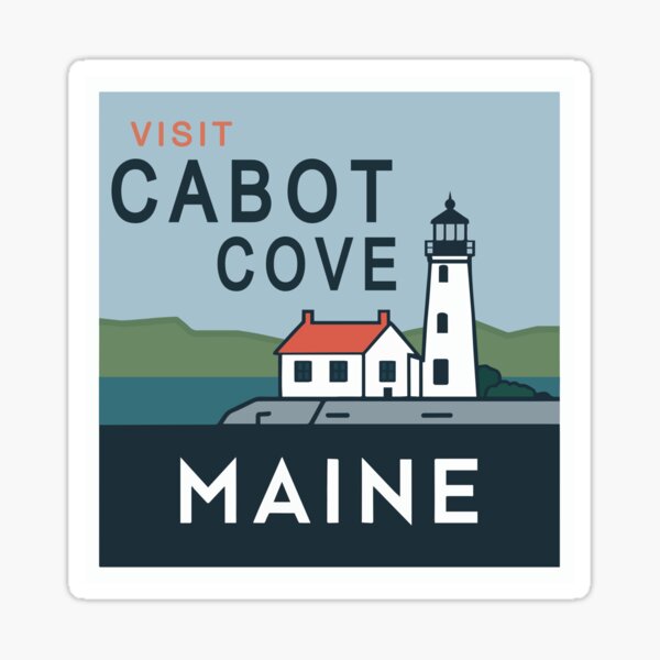 Vista previa del artículo con la obra «Visita Cabot Cove, Maine - Se ha escrito un crimen», diseñado y vendido por CosmicTornado.