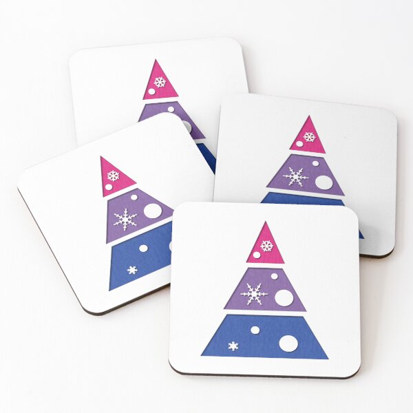 Artikelvorschau, Minimalistischer Weihnachtsbaum in den Farben der Bisexual Pride Flag entworfen und verkauft von LiveLoudGraphic.