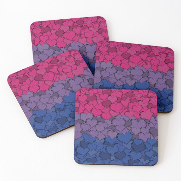 Item preview, Overlapping Hearts in Bisexual Pride Flag Colors designed and sold by LiveLoudGraphic.