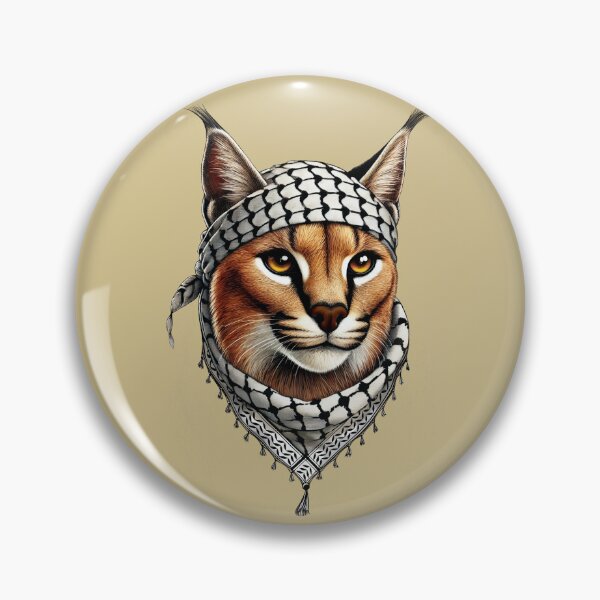 Item preview, Desert Lynx, Caracal, Palestinian Hero with Keffiyeh  designed and sold by BluedarkArt.