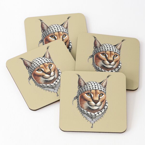 Item preview, Desert Lynx, Caracal, Palestinian Hero with Keffiyeh  designed and sold by BluedarkArt.