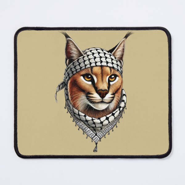 Item preview, Desert Lynx, Caracal, Palestinian Hero with Keffiyeh  designed and sold by BluedarkArt.