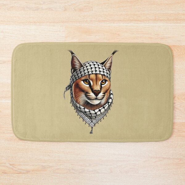 Item preview, Desert Lynx, Caracal, Palestinian Hero with Keffiyeh  designed and sold by BluedarkArt.