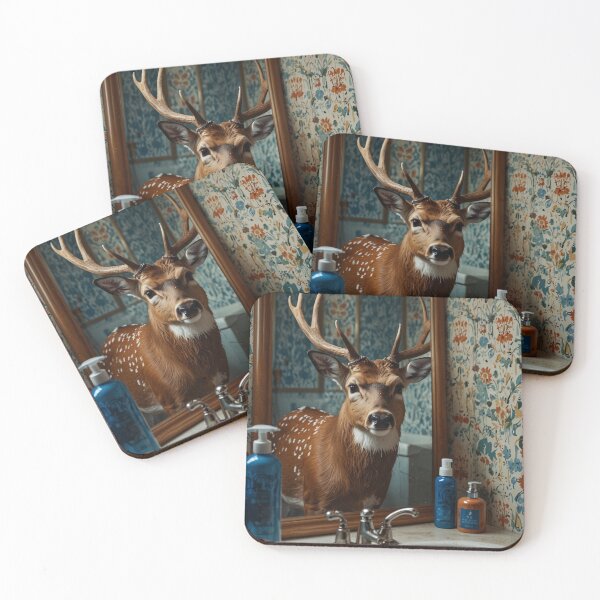 Item preview, Deer Looking in Bathroom Mirror designed and sold by vk09.