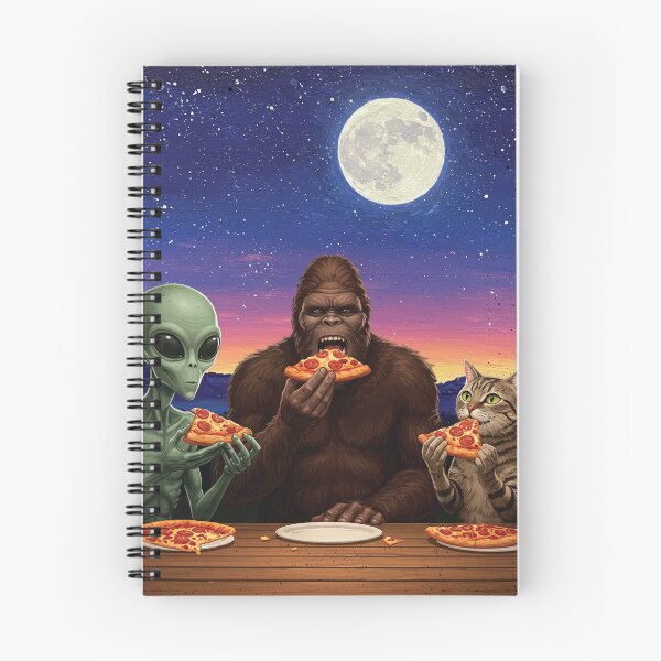 Item preview, Alien Bigfoot Cat Eating Pizza Selfie BFF Photo Funny designed and sold by d247.