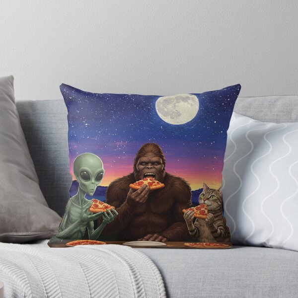 Item preview, Alien Bigfoot Cat Eating Pizza Selfie BFF Photo Funny designed and sold by d247.