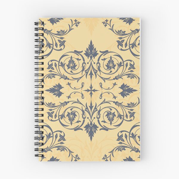 Item preview, Dark Blue Scroll Motif on Soft Yellow Texture designed and sold by Nouveaupattern.