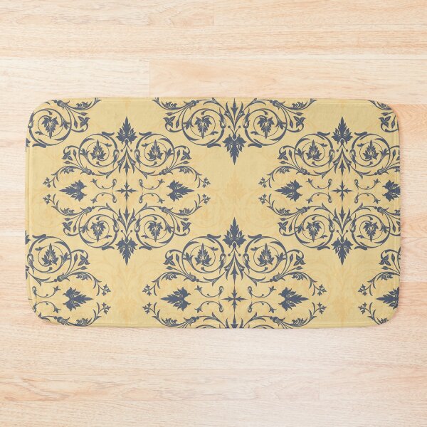 Item preview, Dark Blue Scroll Motif on Soft Yellow Texture designed and sold by Nouveaupattern.