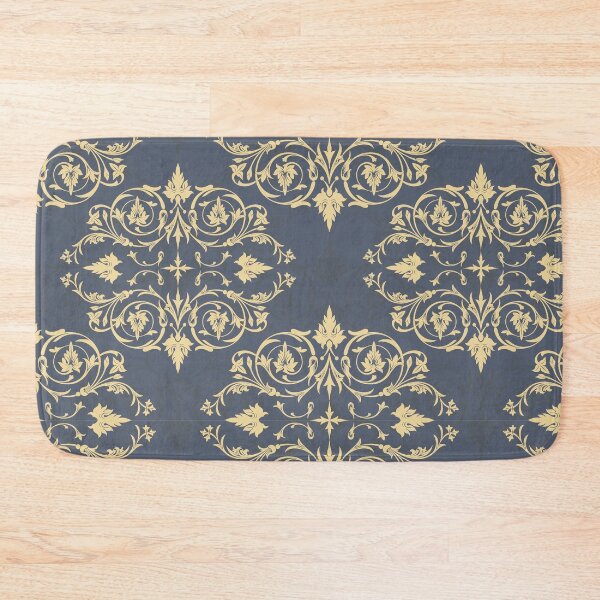 Item preview, Ornate Cream Scroll on Dark Blue Texture designed and sold by Nouveaupattern.
