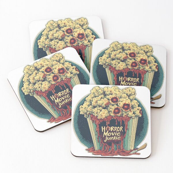 Item preview, Horror Movie Junkie – Bloody Popcorn Fan Art, Retro Gorecore Design designed and sold by casauslu.