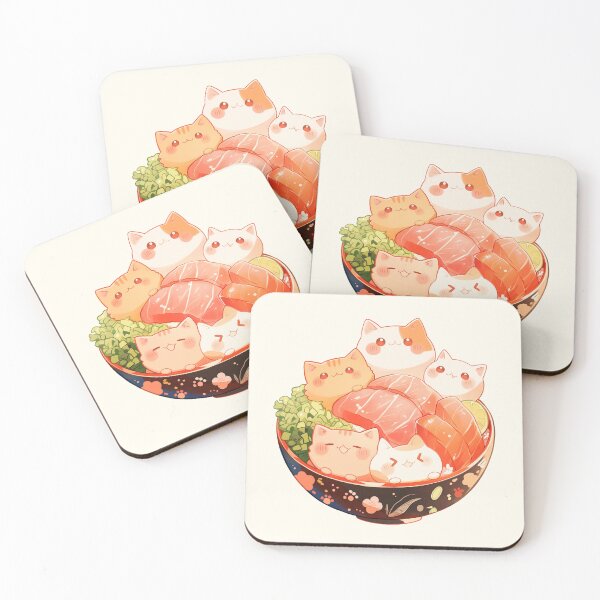 Item preview, Cats Tuna and Salmon Sushi Bowl designed and sold by NikoNekoDesigns.