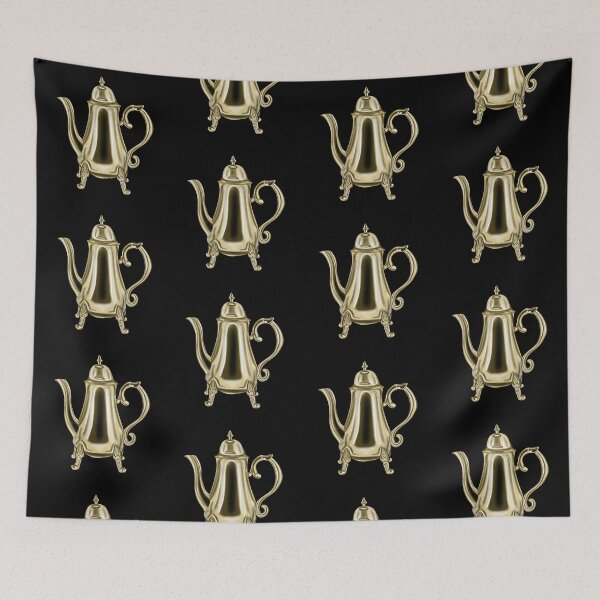 Item preview, A golden vintage teapot with beautiful decoration designed and sold by katecheerycake.
