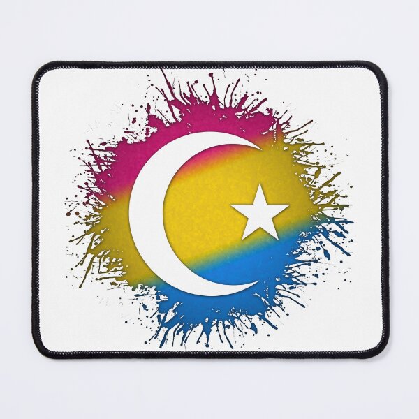 Item preview, Paint Splatter Pansexual Pride Flag Star and Crescent Symbol designed and sold by LiveLoudGraphic.